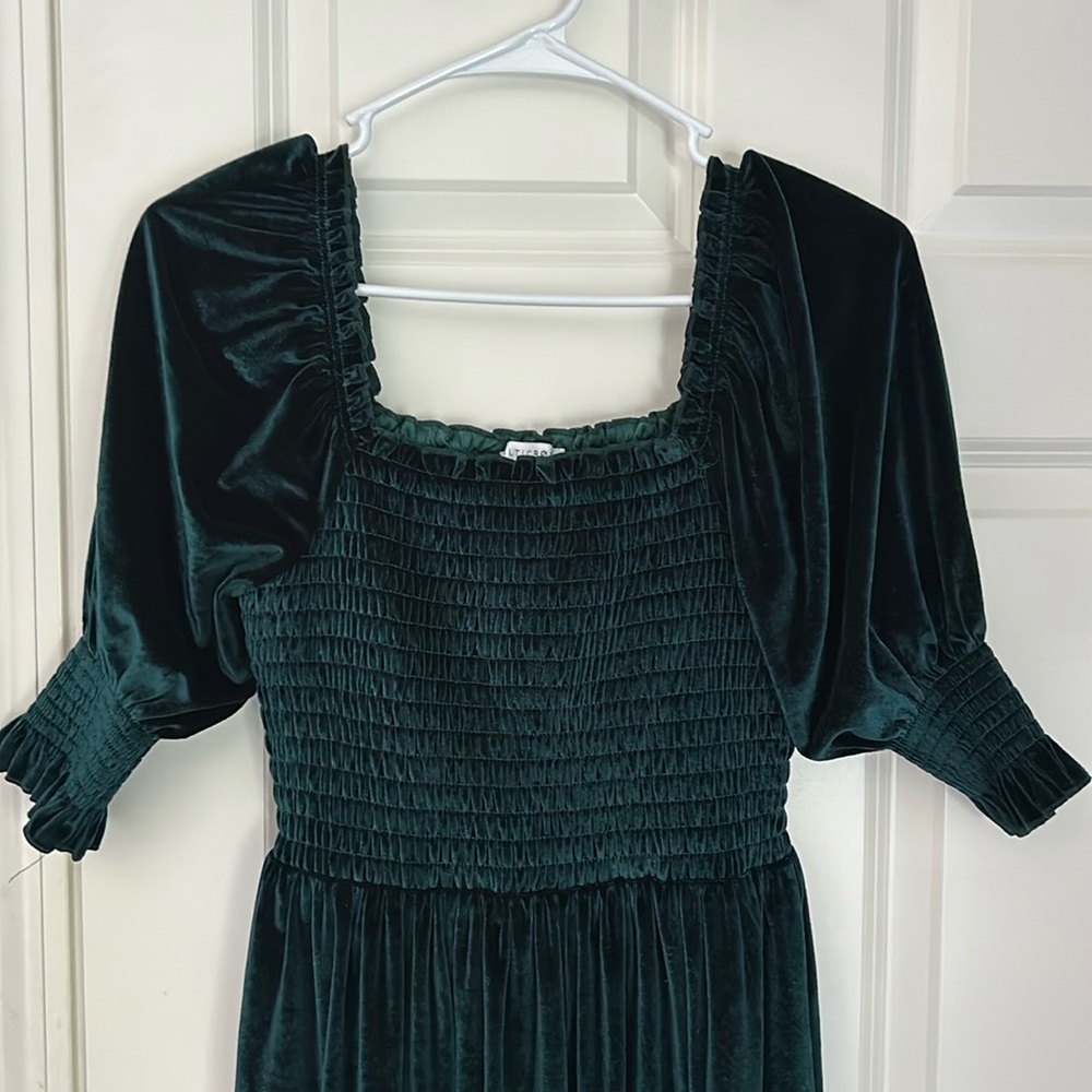 Vivaldi Smocked Velvet Midi Dress